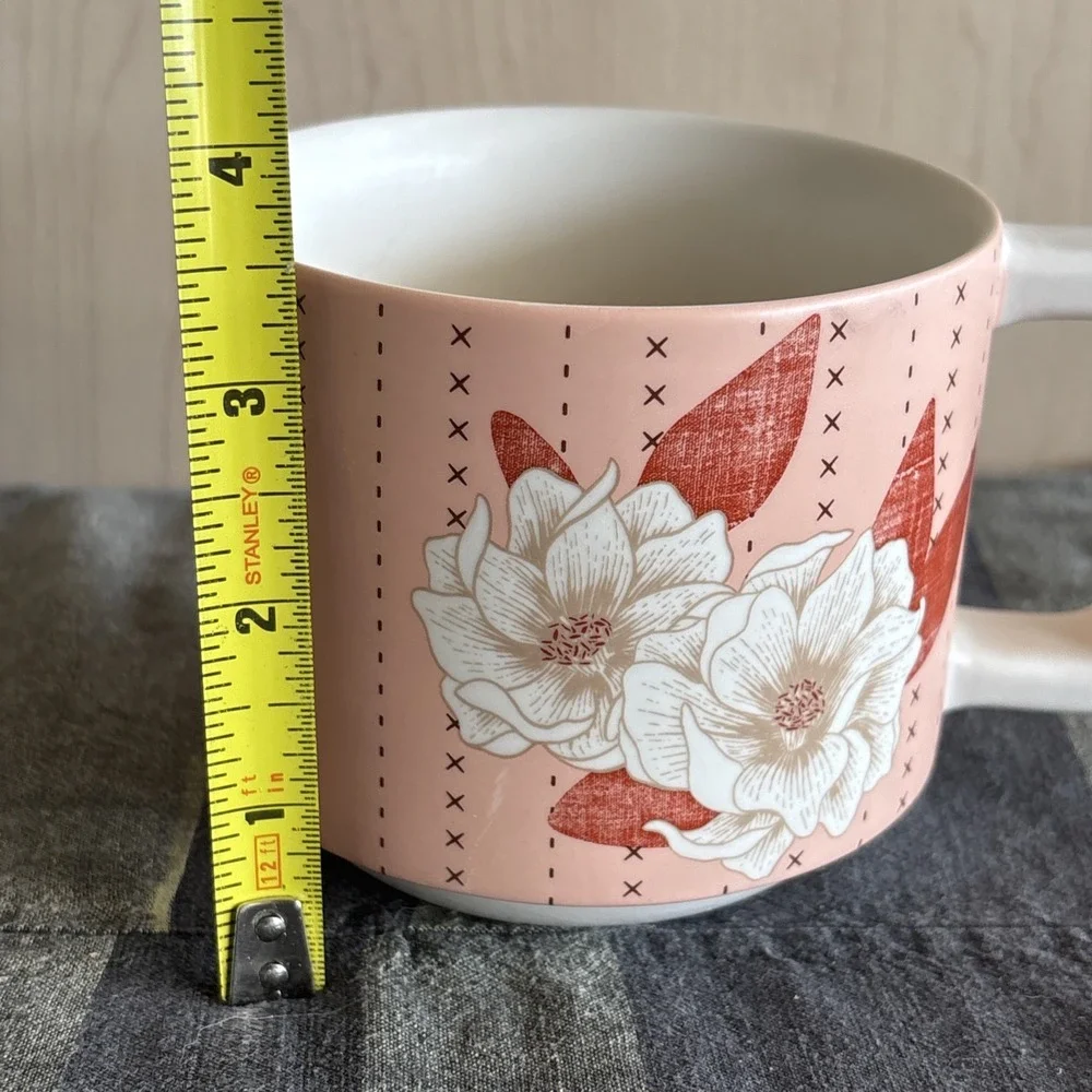 2019 Starbucks Floral White Pink Peach Flowers Coffee Cup‎ Tea Mug | 12oz EUC